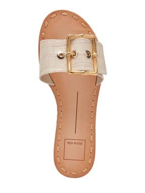 Dolce Vita Dasa Slide Sandals - Bone Embossed Leather